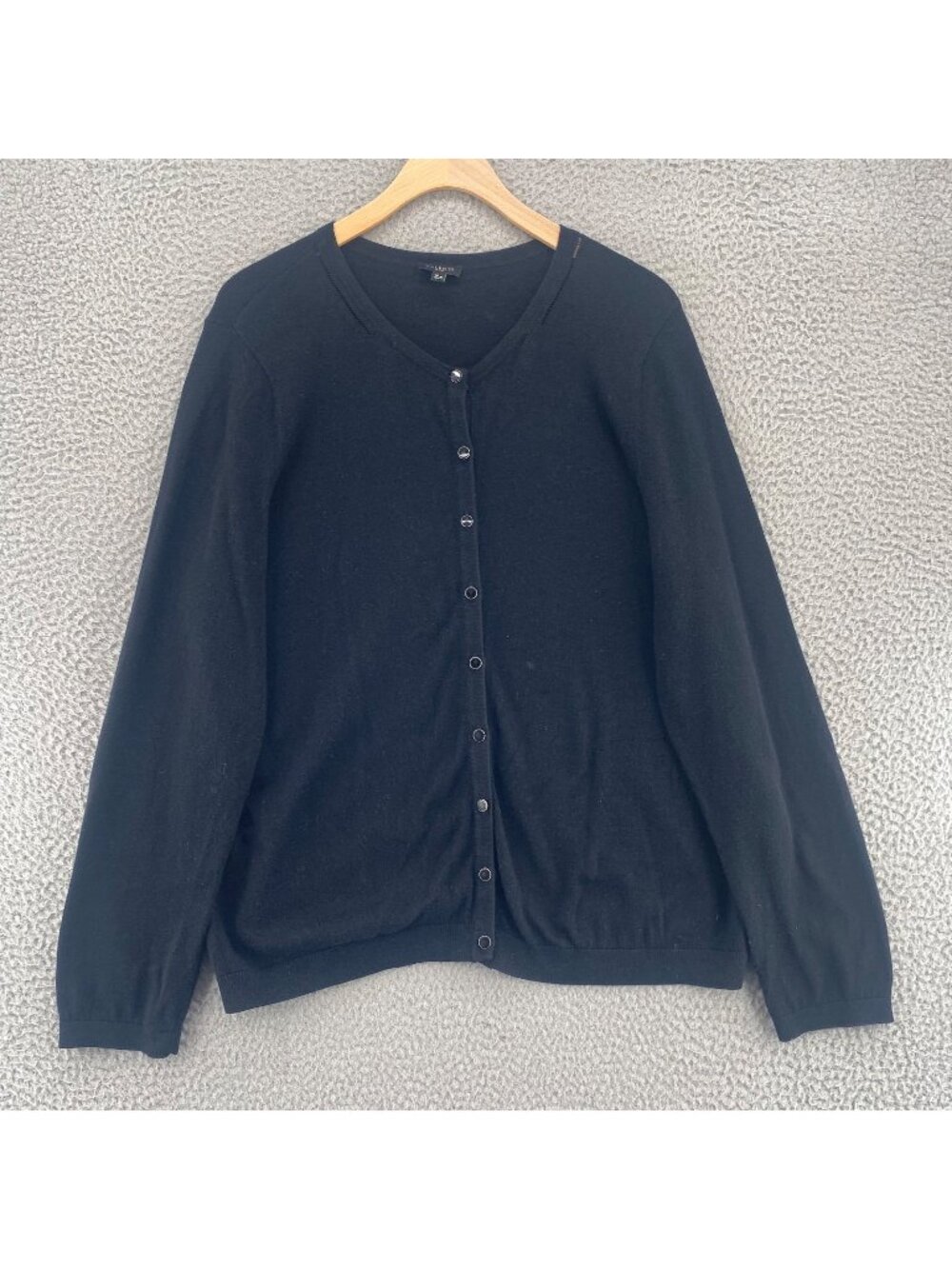 Talbots Sweater Womens Extra Large Petite Black Button Up Cardigan Stretch Knit